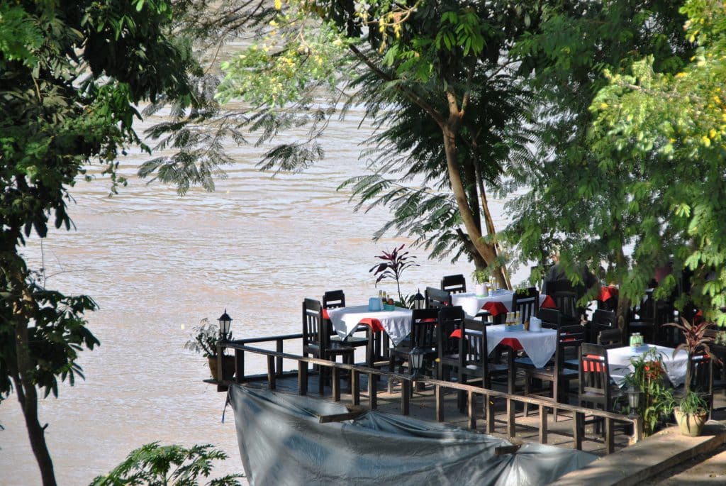 Tolle Location für ein Abendessen am Mekong in Luang Prabang